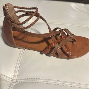 Maurice’s brown gladiator sandals